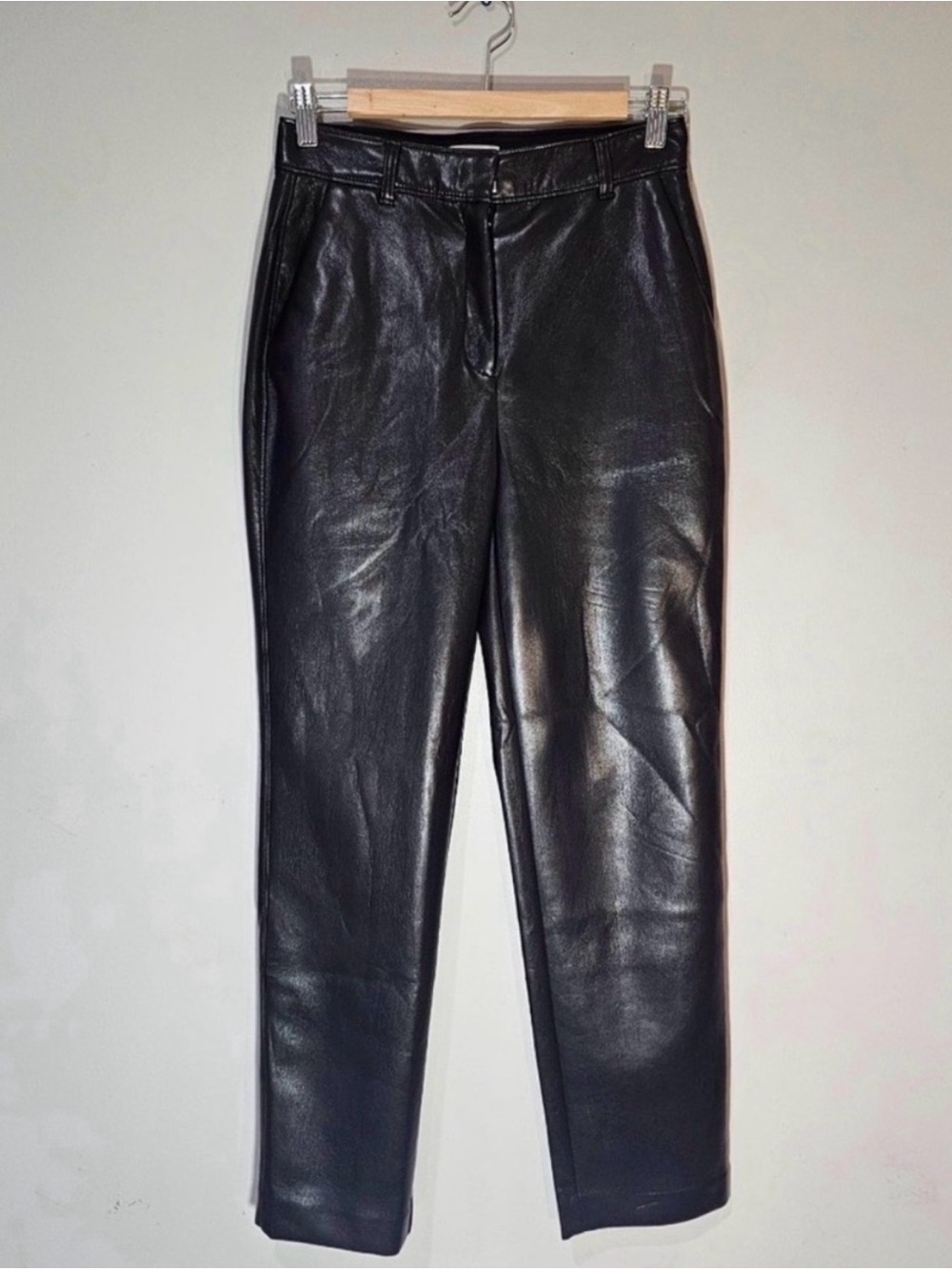 Aritzia BABATON Command Pants Black Vegan Leather Size 4 - Picture 2 of 9